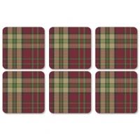 Pimpernel Placemats & Coasters Tartan Red Design, Tartan Red, Coasters Only