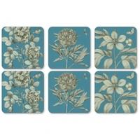 Pimpernel Placemats & Coasters Etchings & Roses Blue Design, Etchings & Roses Blue, Coasters Only