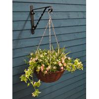 pink and white 30cm artificial hanging basket by smart garden