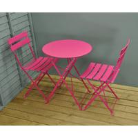 Pink Metal Garden Bistro Set for Two by Kingfisher