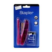 Pink Metallic Stapler & 500 26/6 Staples Set