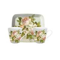 pimpernel antique rose mug tray set