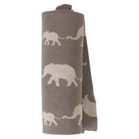 pigeon cosy knitted reversible shawl taupe elephants