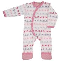 Pigeon Long Multi Colour Silhouette Romper Pink Birds 0-5 Months