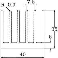 Pin heat sink 2.33 C/W (L x W x H) 200 x 40 x 35 mm Pada Engineering 8310/200/N