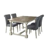 Pierre Extending Dining Table and 4 Upholstered Dining Chairs