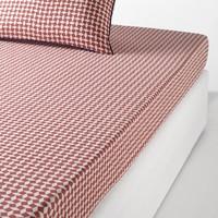 Pink Tie Print Plain Cotton Percale Fitted Sheet