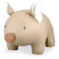 PIG Animal Bookend in Khaki & White