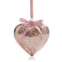 Pink Glass Hanging Heart Small