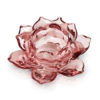 Pink Flower Glass Tea Light Holder
