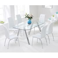 Piazzo 160cm Glass Dining Table with Ivory White Calgary Chairs