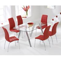 Piazzo 160cm Glass Dining Table with Red Calgary Chairs