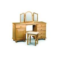 Pioneer Solid Pine Double Pedestal Dressing Table Set