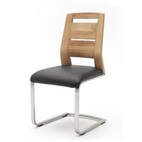 pisa dining chair in brown pu leather and core beech