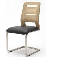 pisa dining chair in pu black leather and bianco wood