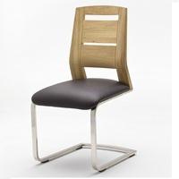 pisa dining chair in pu brown leather and wild oak