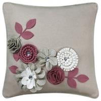 Pink Felt Flower and Gems Cushion (Set of 4)