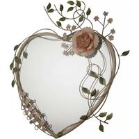 pink rose heart shaped metal wall mirror