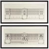 Piano Black Frame Prints La Facade Du Louvre (Set of 2)