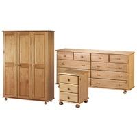 pickwick 3 door wardrobe 10 drawer chest and 3 drawer bedside set