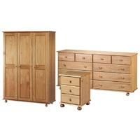 Pickwick 3 Door Wardrobe, 10 Drawer Chest and 3 Drawer Bedside Set