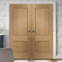 Piacenza Oak 2 Panel Flush Door Pair with Deep Groove Design