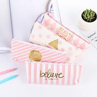 Pink Stripe Stationery Bag 1 PCS