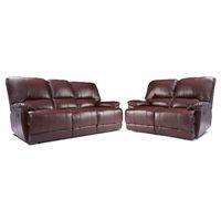 Pippa 3 and 2 Seater Leather Recliner Suite Walnut