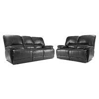 Pippa 3 and 2 Seater Leather Recliner Suite Black