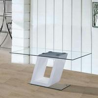 Pisa Glass Coffee Table In Clear With White Gloss Pedestal