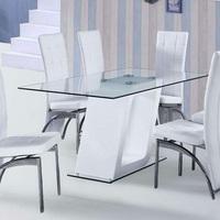 Pisa Glass Dining Table In Clear With White Gloss Pedestal