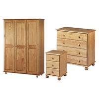 pickwick 3 door hanging wardrobe 4 drawer chest and 3 drawer bedside s ...