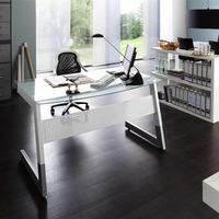 Pico Clear And Frosted Glass Computer Desk With Metal Legs