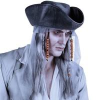 Pirate Ghost Wig Zombie Halloween Hat Beads and Dreadlocks Captain Jack Fancy Dress Costume Accessory