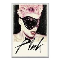 Pink Blindfold Poster Silver Framed - 96.5 x 66 cms (Approx 38 x 26 inches)