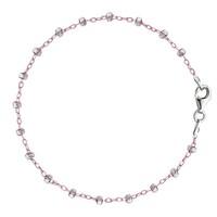 pink and white saturn cable style chain anklet in sterling silver