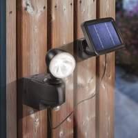 PIR solar wall spotlight w/motion detector, black