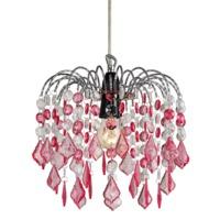 Pink Acrylic Easy Fit Pendant Light Shade with Chrome Metal Frame