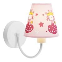 Pink Cotton and White Gloss Metal Childrens Wall Light