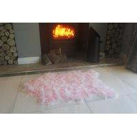 pink soft shaggy faux sheepskin rug