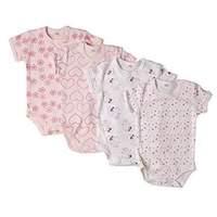 Pippi Baby Girls Body AO Printed 4 Pack Short Sleeve T-Shirt Pink (Ligthrose) 74 cm