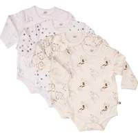 Pippi Unisex Baby Body Long Sleeve AO Printed 4 Pack Blouse White 80 cm