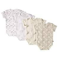 Pippi Unisex Baby Body Short Sleeve AO Printed 4 Pack Blouse Off White 86 cm