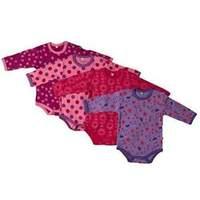 Pippi Baby Girls Body AO Printed 4 Pack Long Sleeve T-Shirt Pink 104 cm