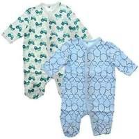 Pippi Baby Boys Nightsuit W/F Buttons 2 Pack Pyjama Set Light Blue 80 cm