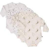 Pippi Unisex Baby Body Long Sleeve AO Printed 4 Pack Blouse Off White 98 cm