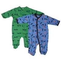 Pippi Baby Boys Nightsuit W/F Buttons 2 Pack Pyjama Set Blue (Dark Navy) 68 cm