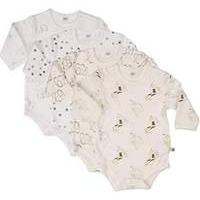 Pippi Unisex Baby Body Long Sleeve AO Printed 4 Pack Blouse Off White 68 cm