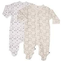 Pippi Unisex Baby Nightsuit W/F Buttons 2 Pack Sleepsuit Off White 80 cm