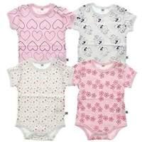 Pippi Baby Girls Body AO Printed 4 Pack Short Sleeve T-Shirt Pink (Ligthrose) 86 cm